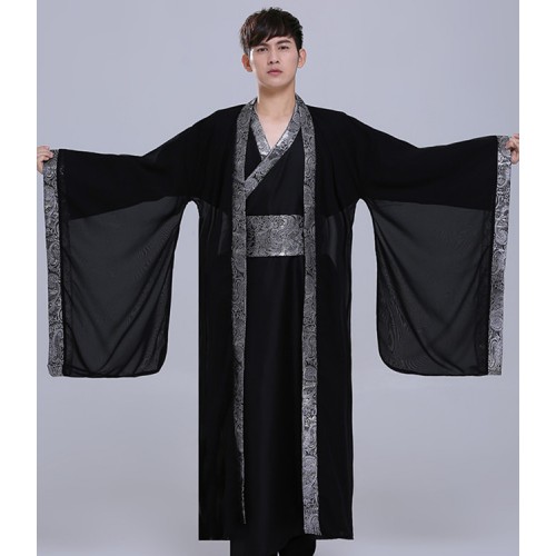 Men's Chinese folk dance costumes for male hanfu warrior swordsmen ancient traditional  drama cosplay robes dresses